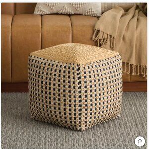 Nourison Jute/Cotton Pouf 16” x 16” x 16”